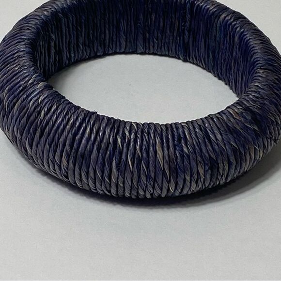 Women's Blue Denim Textured Boho Bangle Bracelet - Picture 4 of 10